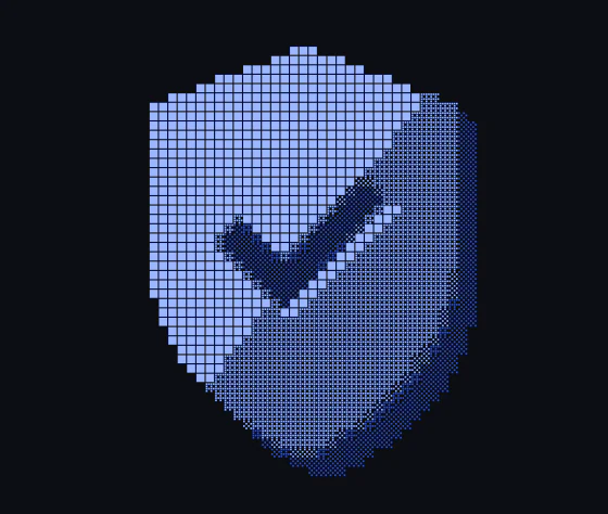 A pixel shield with a check mark